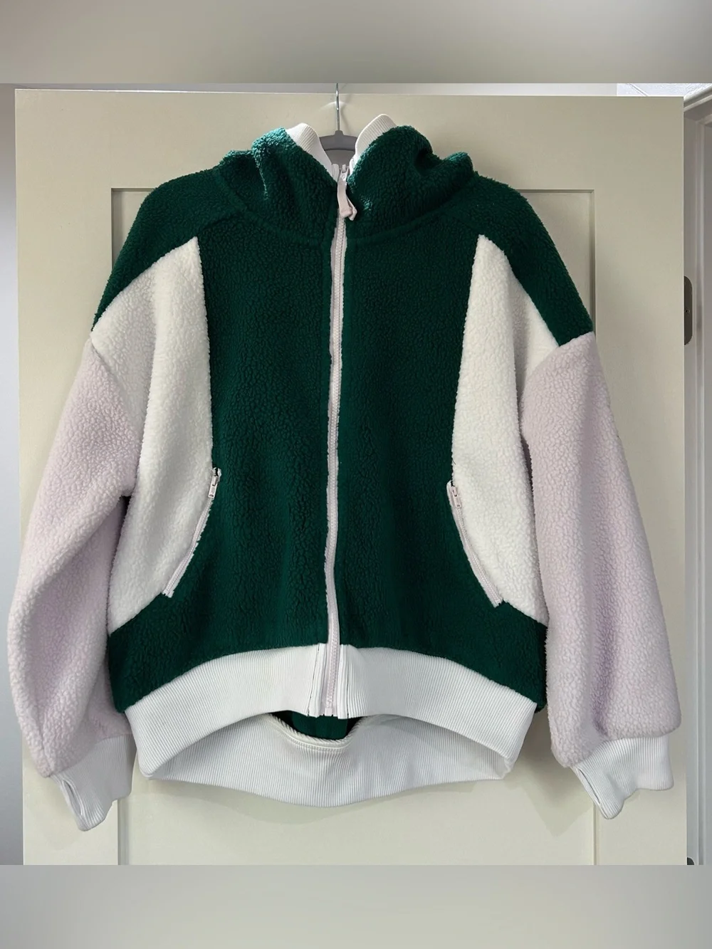 NWT Free People Movement Hit The Slopes Hoodie Green/Purple/White Size Medium